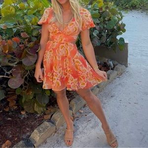 Hello Molly Saints & Secrets Orange Short Sleeve Mini Dress. Size: S.